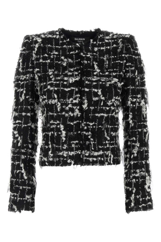 Двоколірний твідовий блейзер BALMAIN (HF1SC311XM09)
