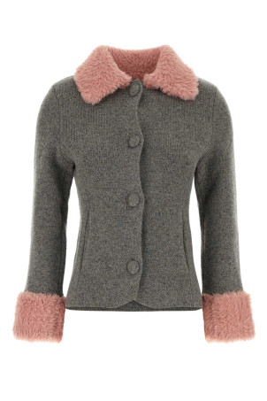 Melange grey wool blend cardigan MOSCHINO (J05805503)