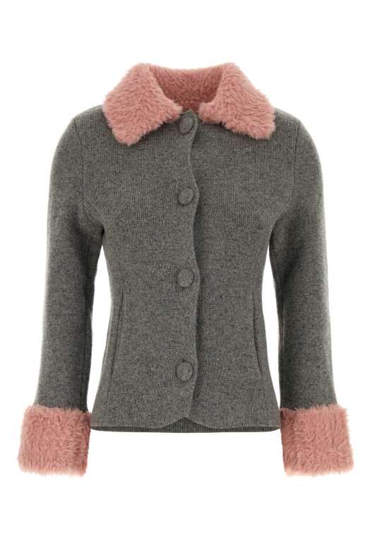 Melange grey wool blend cardigan MOSCHINO (J05805503)