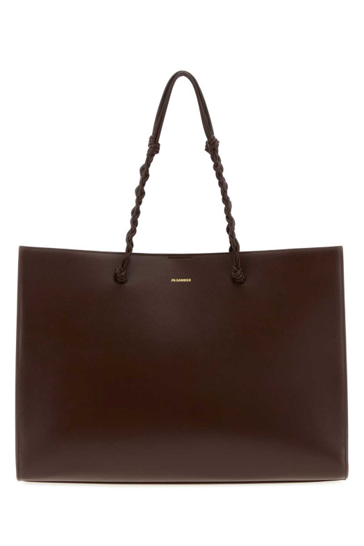 Chocolate leather Tangle shopping bag JIL SANDER (J07WC0039P4841)