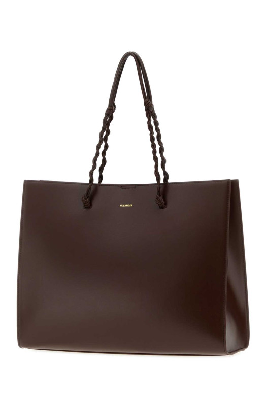 Chocolate leather Tangle shopping bag JIL SANDER (J07WC0039P4841)