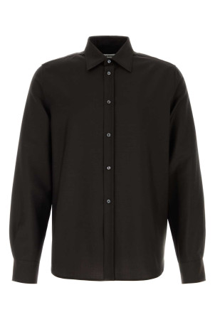 Chocolate wool blend shirt Blue JIL SANDER (J22DL0387J41444)