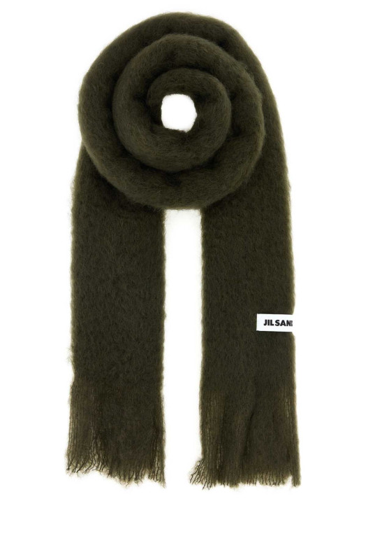Olive green mohair blend scarf JIL SANDER (J22TE0114J40041)
