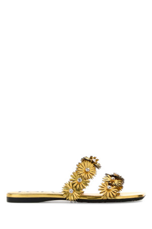 Gold leather Paula s Ibiza slippers Brown LOEWE PAULA'S IBIZA (L616465X69)