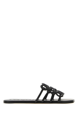 Black leather Paula s Ibiza Anagram Petal slippers Black LOEWE PAULA'S IBIZA (LPEA465X06)