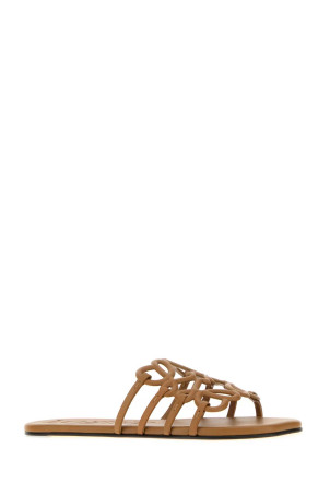 Камелеві шкіряні капці Paula’s Ibiza Anagram Petal, коричневі, LOEWE PAULA’S IBIZA (LPEA465X06) LOEWE PAULA'S IBIZA