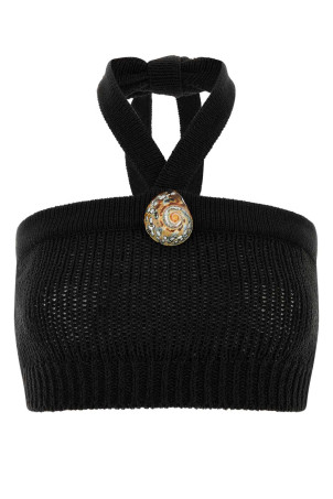 Slate polyester blend Island Memories crop-top Black ALANUI (LWHT00AR26KNI0011010)