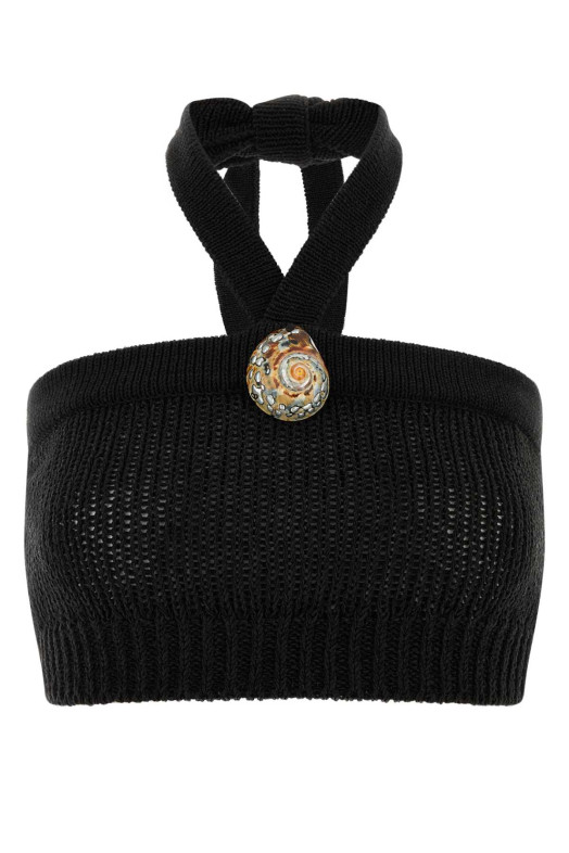 Slate polyester blend Island Memories crop-top Black ALANUI (LWHT00AR26KNI0011010)