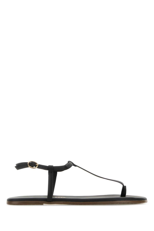 Black leather Mariana thong sandals Brown TKEES (MARIANA)