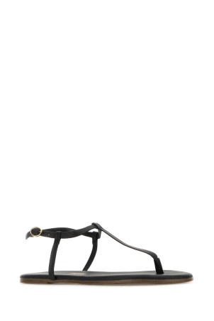 Black leather Mariana thong sandals Brown TKEES (MARIANA)