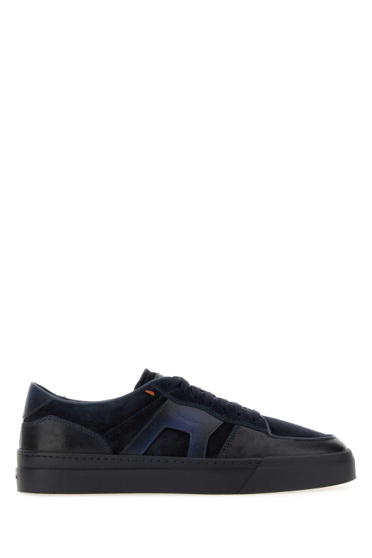 Синие спортивные кроссовки из кожи и замши SANTONI (MBGT22221OCNTGEU)