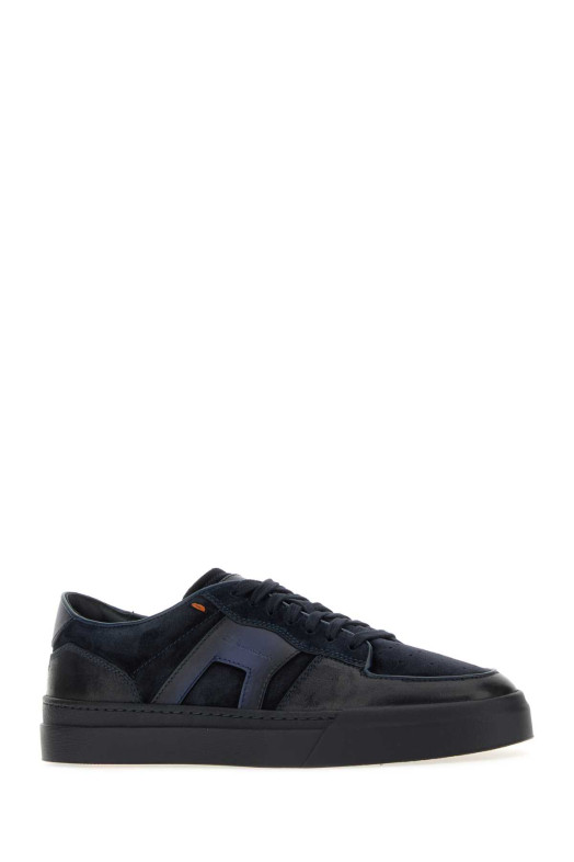 Синие спортивные кроссовки из кожи и замши SANTONI (MBGT22221OCNTGEU)