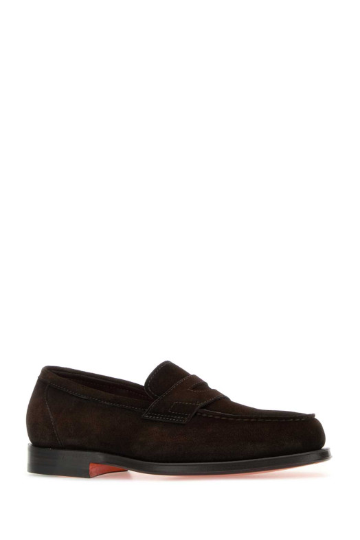 Dark brown suede Gunter loafers SANTONI (MCQU18143PD5SRVR)