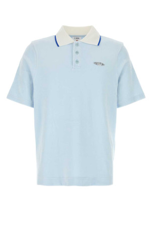Pastel light blue velvet polo shirt BLUE CASABLANCA (MSP26JTP44701)