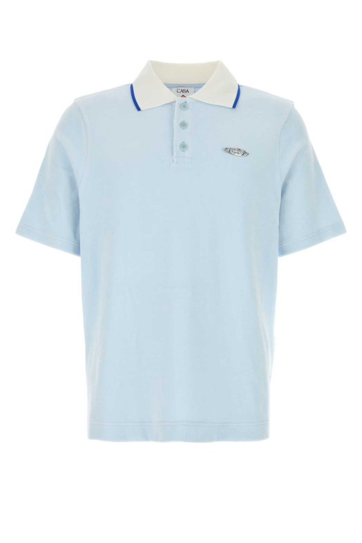 Pastel light blue velvet polo shirt BLUE CASABLANCA (MSP26JTP44701)
