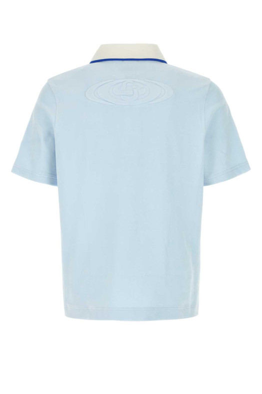 Pastel light blue velvet polo shirt BLUE CASABLANCA (MSP26JTP44701)