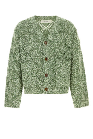 Melange green wool blend oversize Abain cardigan SEFR (MSS26ABAINZ)