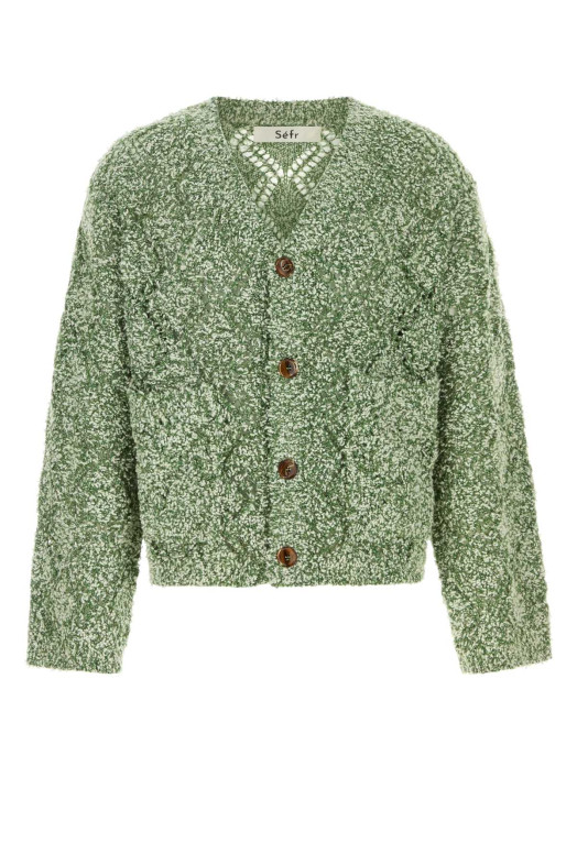 Melange green wool blend oversize Abain cardigan SEFR (MSS26ABAINZ)