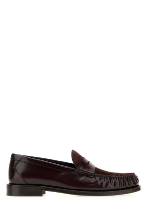 Burgundy leather and suede loafers BRUNELLO CUCINELLI (MZUOXSF673)