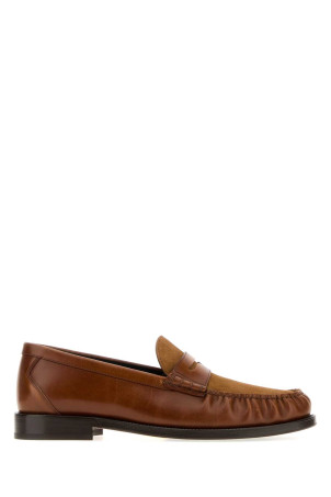 Caramel leather and suede loafers BRUNELLO CUCINELLI (MZURALF673)