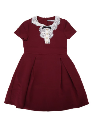 BURGUNDY LACE BIB DRESS Brown SELF PORTRAIT KIDS (PF26706SBU)