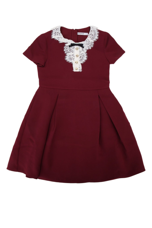BURGUNDY LACE BIB DRESS Brown SELF PORTRAIT KIDS (PF26706SBU)