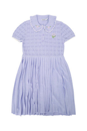 LILAC PLEATED POINTELLE KNIT DRESS Purple SELF PORTRAIT KIDS (PF26711SL)