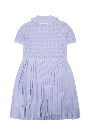 LILAC PLEATED POINTELLE KNIT DRESS Purple SELF PORTRAIT KIDS (PF26711SL)