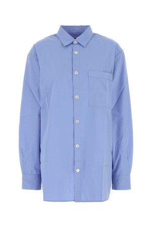 Cerulean blue poplin oversize pyjama shirt TEKLA (POPPYJLONSHI)