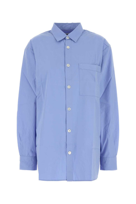 Cerulean blue poplin oversize pyjama shirt TEKLA (POPPYJLONSHI)