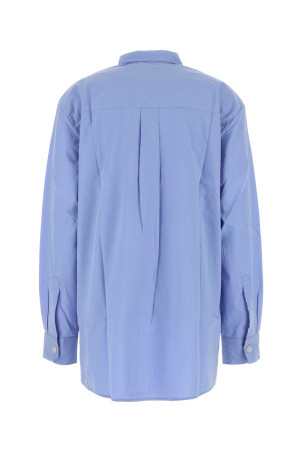 Cerulean blue poplin oversize pyjama shirt TEKLA (POPPYJLONSHI)