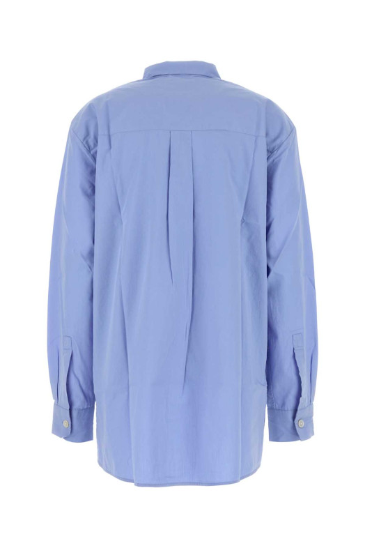 Cerulean blue poplin oversize pyjama shirt TEKLA (POPPYJLONSHI)