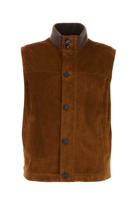 Коричнева замшева куртка BRIONI (PUF90LPD727)