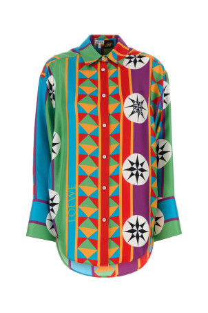 Printed silk Paula s Ibiza oversize shirt Beige LOEWE PAULA'S IBIZA (S616Y05X49)