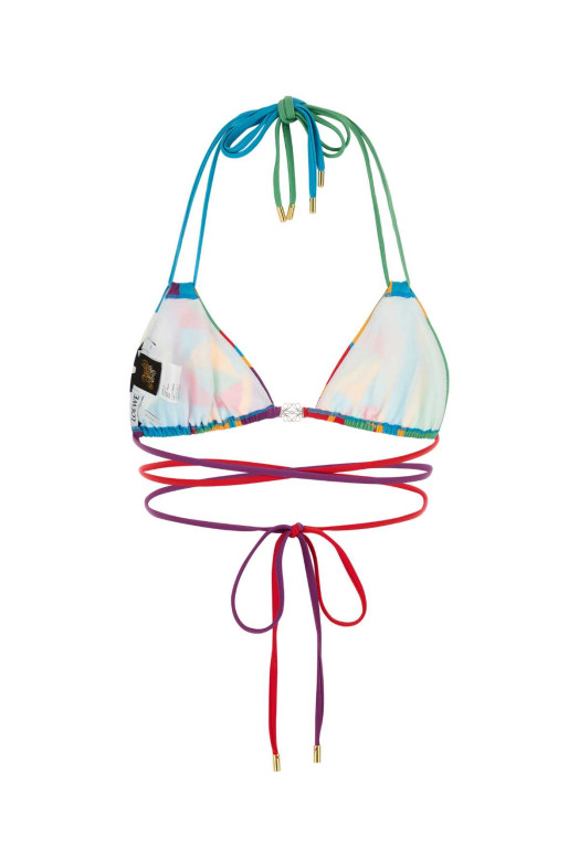 Printed stretch nylon Paula s Ibiza bikini top Beige LOEWE PAULA'S IBIZA (S616Y27X71)