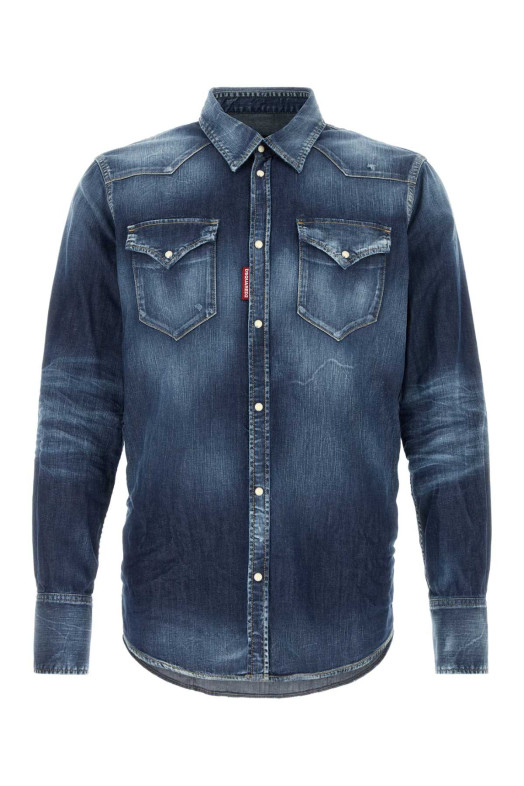 Рубашка из эластичного денима DSQUARED (S74DM0986S30341) DSQUARED2