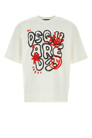 White cotton oversize t-shirt White DSQUARED (S74GD1596D20106)