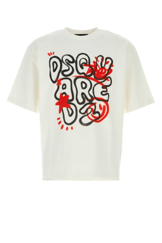 White cotton oversize t-shirt White DSQUARED (S74GD1596D20106)