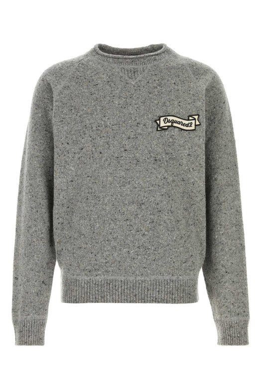 Melange grey wool blend sweater DSQUARED (S74HA1668D13233)