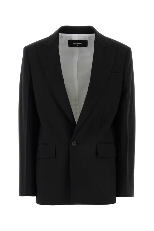 Черный блейзер оверсайз из эластичной шерстяной смеси DSQUARED (S75BN0967D35537) DSQUARED2