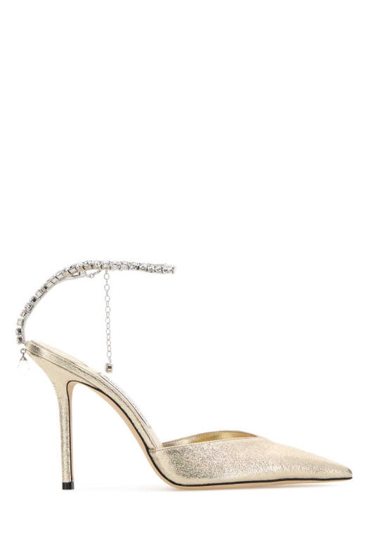 Gold fabric Saeda 100 pumps JIMMY CHOO (SAEDA100DQM)