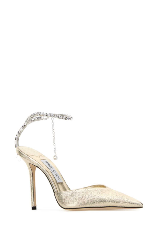 Gold fabric Saeda 100 pumps JIMMY CHOO (SAEDA100DQM)