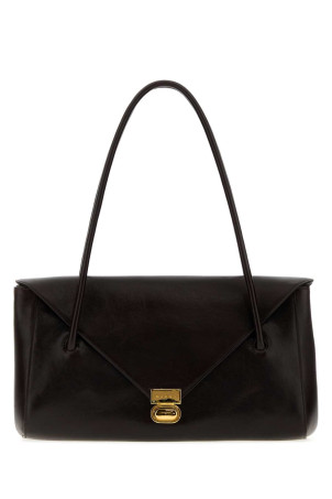 Dark brown leather E/W shoulder bag MARNI (SBMP0288U0P8914)