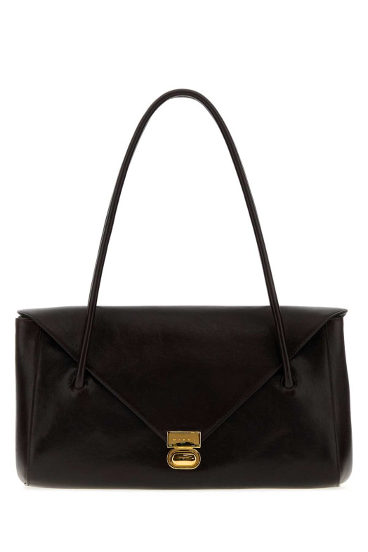 Dark brown leather E/W shoulder bag MARNI (SBMP0288U0P8914)
