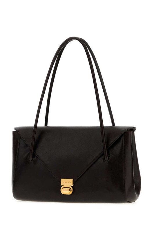 Dark brown leather E/W shoulder bag MARNI (SBMP0288U0P8914)