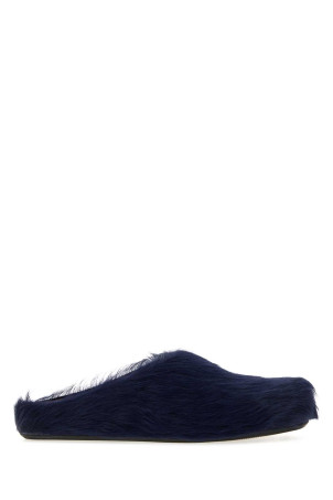 Navy blue calf hair Fussbett slippers MARNI (SBMR000600P4122)