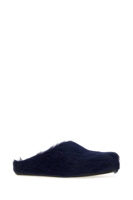 Navy blue calf hair Fussbett slippers MARNI (SBMR000600P4122)