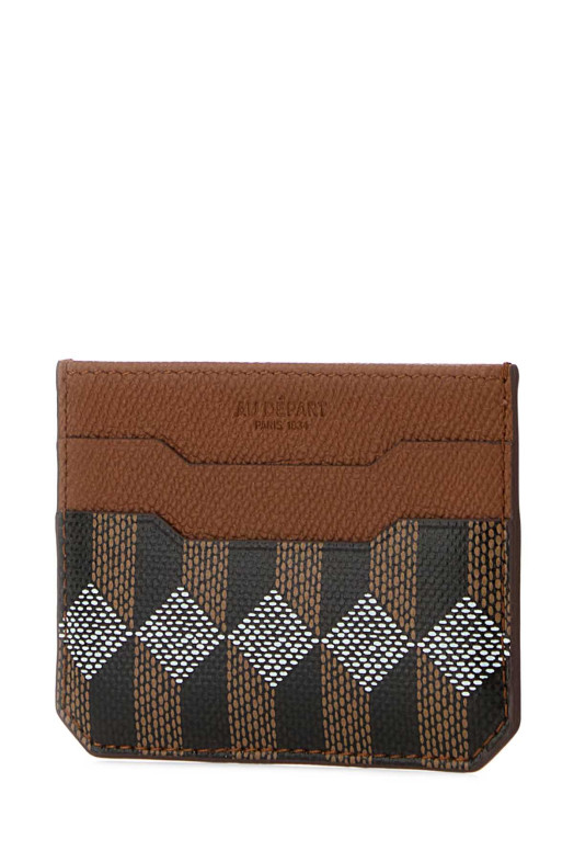 Printed leather card holder AU DEPART (SCAH001)