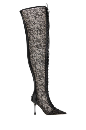 Black lace and nappa leather Scarlett boots Black JIMMY CHOO (SCARLETTOTK95GNW)