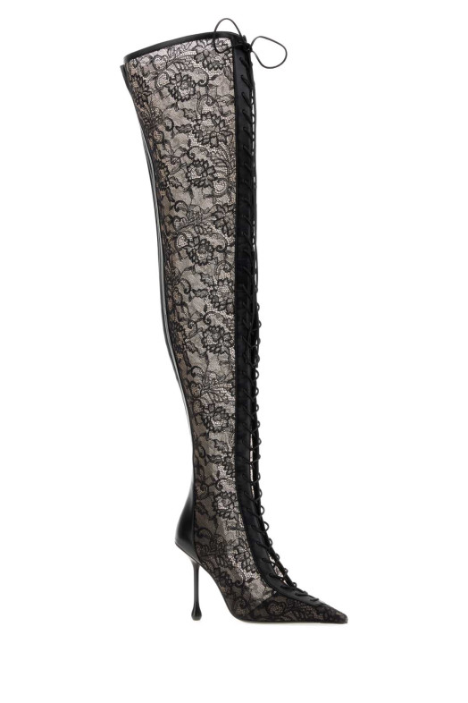 Black lace and nappa leather Scarlett boots Black JIMMY CHOO (SCARLETTOTK95GNW)